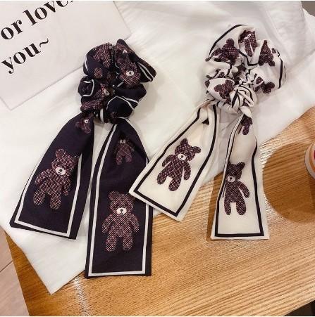 Ribbon Large Intestine Hair Tie Korean Style Elegant Hairtie Hair Girly Band Ribbon 带丝巾大肠绑发圈 飘带蝴蝶结大肠发圈 蝴蝶结缎面飘带发圈