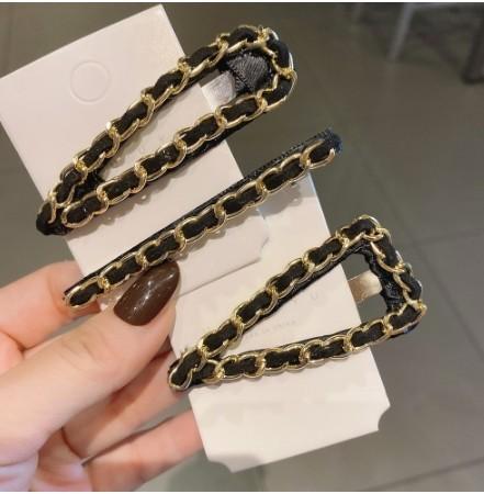 【Ready Stock】3IN1 Metal Chain Hairpin 2in1 Candy Colour Hair Pin Korean Cute Hair Accessories 二合一糖果色发夹三合一卡金属链条发夹