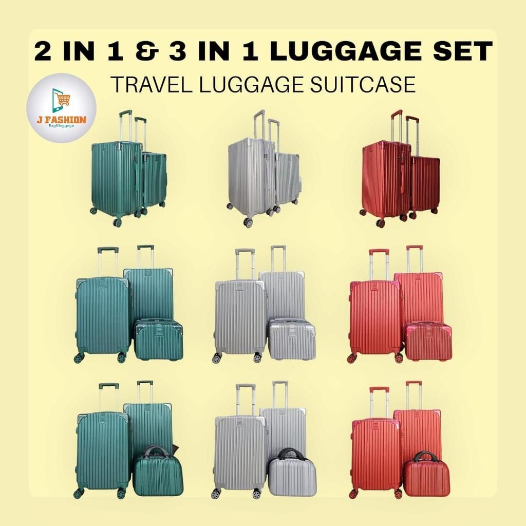 Ready Stock Travel Luggage Suitcase (3in1)12\"+20\"24\" /(3in1)14\"+20\"+24\"/(2in1)20\"+24\" RED 20\"\" Only