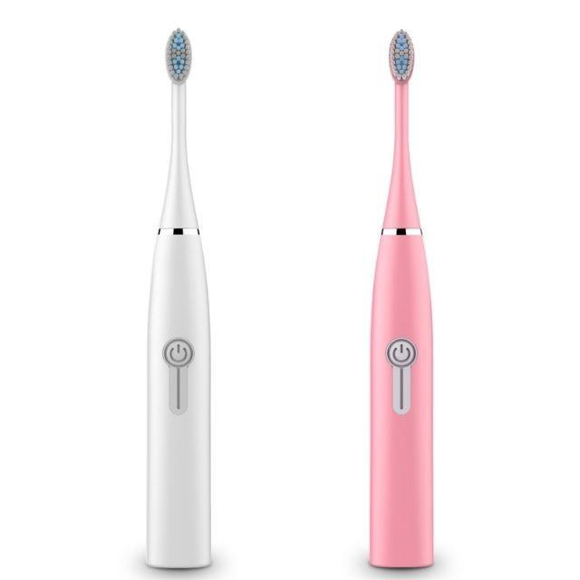 An electric toothbrush㍿Electric toothbrush adult household soft Mao Fei plug-in waterproof automatic ultrasonic coupl toothbrush:white
