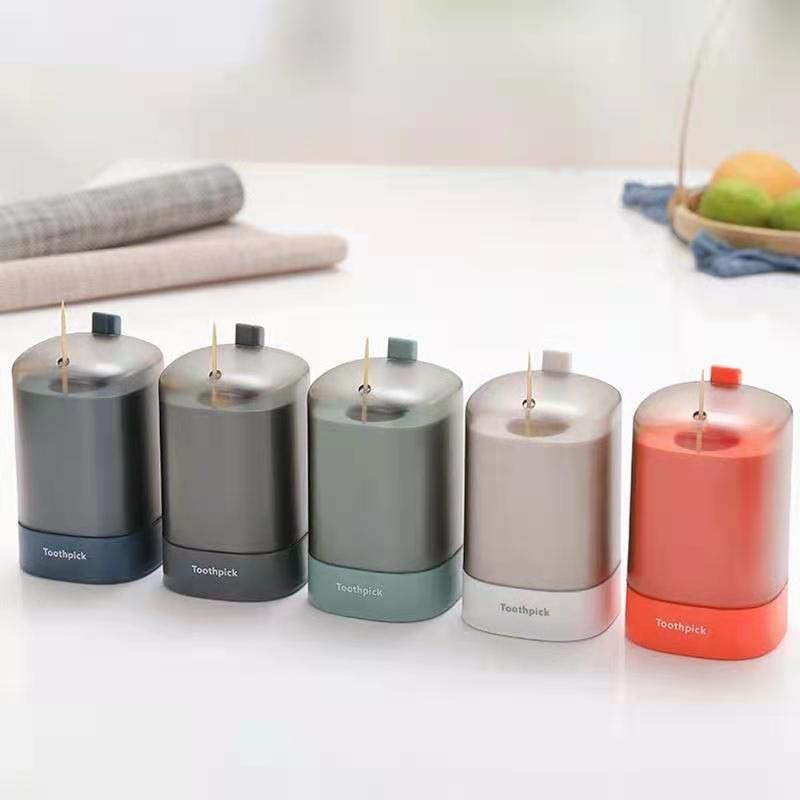 Auto Pop Up Toothpick Box Toothpick Dispenser Box Toothpick Holder Container Push Type Automati 按压式自动牙签筒 white